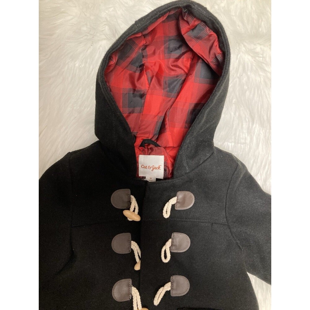 Toddler Coat Size 2T Black Color Long Sleeve Button Front with Pockets - Picture 3 of 7